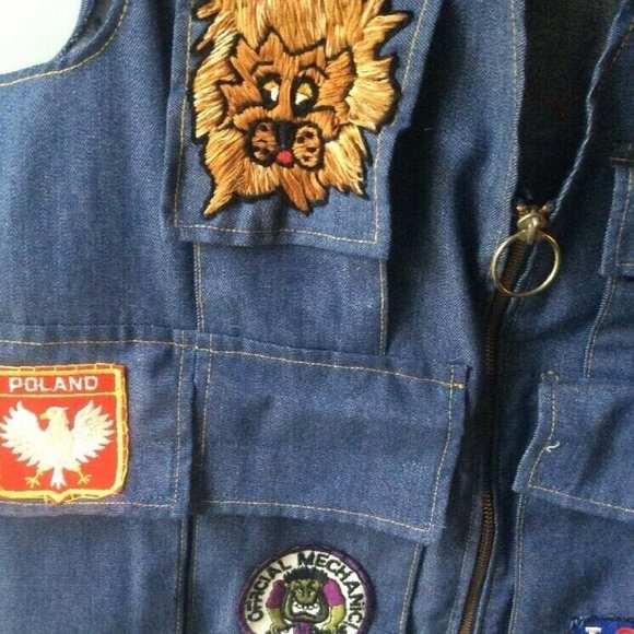 VTG Patch Denim Vest Jean travel patches disney - Picture 3 of 8